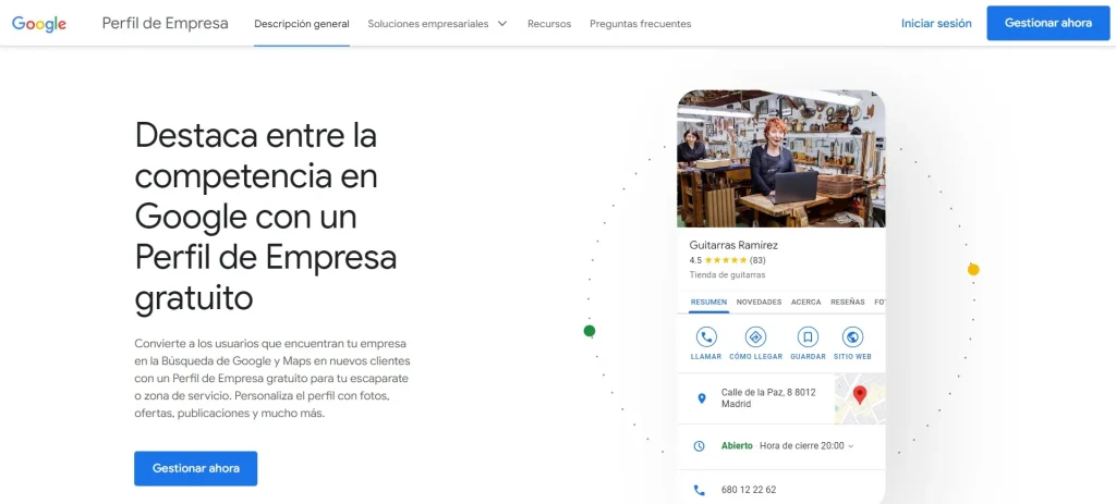 Entrar a Google Business Profile desde la plataforma