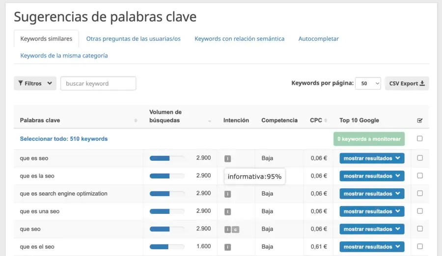Detecta la intención de búsqueda con Seobility