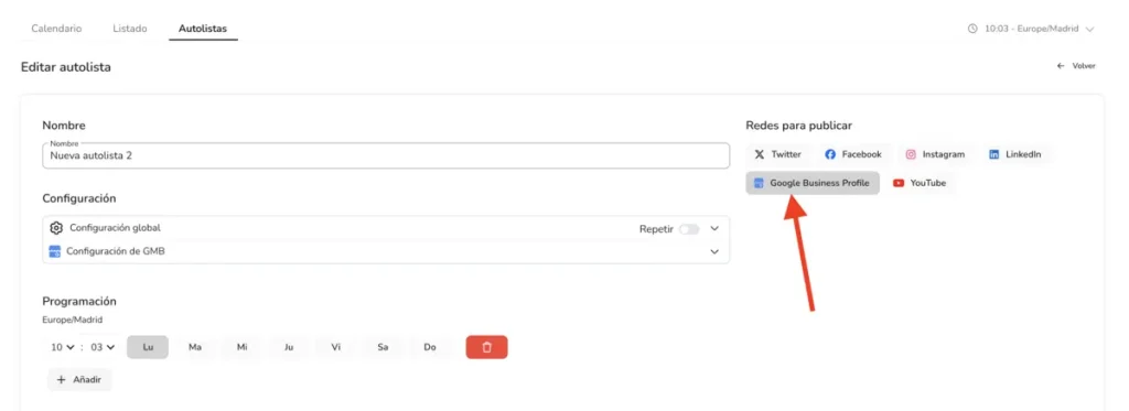 Publicar en Google Business Profile desde Metricool